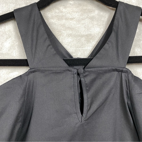 NEW Inc Puff Sleeve Off Shoulder Halter Dark Romantic Blouse Sz L Black - Picture 5 of 8